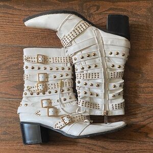 Cape Robbin White Studded Combat Boots
